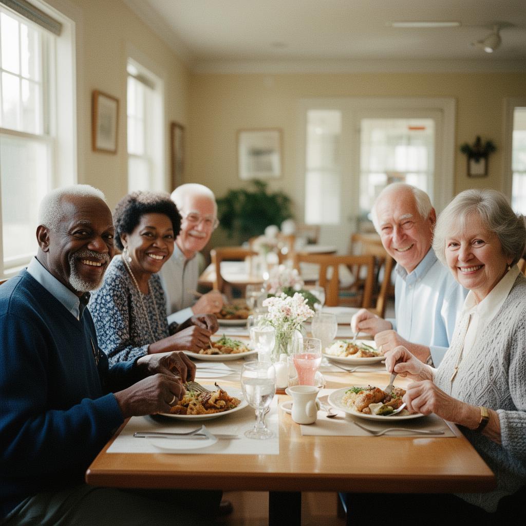 Residents sharing a meal